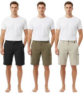 TRENTO Men's Cargo Shorts - Lightweight Casual Shorts with Logo Embroidery in Black, Olive Green, or Beige