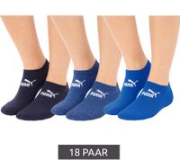 18 Paar PUMA Baumwoll-Socken schlichte Sneaker-Socken Kurz-Socken Baumwoll-Socken Strümpfe 701213401 in Schwarz/Grau/Navy/Rot, Weiß/Pfirsich/Korallen-Rot oder Navy/Blau-Meliert/Royal-Blau