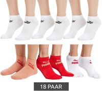 18 Paar PUMA Baumwoll-Socken schlichte Sneaker-Socken Kurz-Socken Baumwoll-Socken Strümpfe 701213401 in Schwarz/Grau/Navy/Rot, Weiß/Pfirsich/Korallen-Rot oder Navy/Blau-Meliert/Royal-Blau