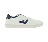 Baskets basses vegan FLAMINGOS LIFE Stadium pour homme et femme, beige/bleu foncé, fabriquées en Espagne.