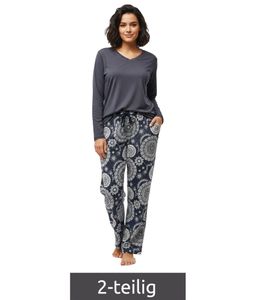 Pigiama da donna in morbido cotone (top e pantaloni) 8897133 Nero/Bianco