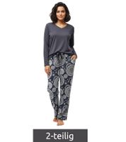 Pigiama da donna in morbido cotone (top e pantaloni) 8897133 Nero/Bianco