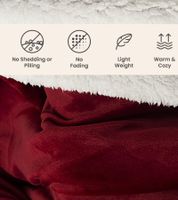 Confezione da 2 coperte reversibili in pile Sherpa Everlasting Comfort Plush, 127 x 165 cm, blu, nero, bordeaux e bianco neve