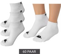 60 pares de calcetines deportivos Kappa, calcetines de algodón con el logotipo 3112YCW A00 blancos