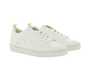 Baskets basses vegan FLAMINGOS LIFE Roland V10 pour femme et homme, fabriquées en Espagne, couleur blanc cassé.