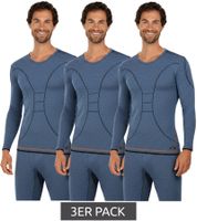 Lot de 3 T-shirts fonctionnels TOPTEX PRO pour homme, manches courtes, manches courtes, col rond, bleu chiné, certifiés OEKO-TEX Standard 100