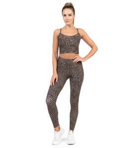 Reggiseno sportivo leggero SLEEX sostenibile da donna - Reggiseno da allenamento con cuciture piatte e stampa leopardata 44052-008 Beige/Marrone