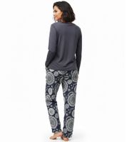 Soft Women's Two-Piece Cotton Pajamas Set (Top and Bottoms) in Black/White, Pink/Blue, or Gray