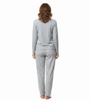 Soft Women's Two-Piece Cotton Pajamas Set (Top and Bottoms) in Black/White, Pink/Blue, or Gray
