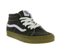 VANS SK-8 Mid Reissue Women's Genuine Leather Sneakers, Mid-Top Shoes in Old-School Design, Skate Shoes, Rubber Waffle Sole VN0A391FCHC Brown/White