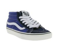 VANS SK-8 Mid Reissure Women's Genuine Leather Sneakers, Mid-Top Shoes in Old-School Design, Skate Shoes with Rubber Waffle Sole, VN0A391F5TU, Blue/White