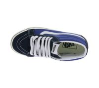 VANS SK-8 Mid Reissure Women's Genuine Leather Sneakers, Mid-Top Shoes in Old-School Design, Skate Shoes with Rubber Waffle Sole, VN0A391F5TU, Blue/White