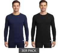 3er Sparpack warmhaltendes TOPTEX PRO Herren Thermo Langarm-Unterhemd mit ThermoTherm Winter Sport-Shirt mit OEKO-TEX Standard 100 Arbeits-Shirt Navy oder Schwarz