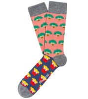 3 pares de calcetines de algodón para hombre con estampado integral de brócoli vs. papas fritas, talla 18S-BROC, gris/rosa/amarillo