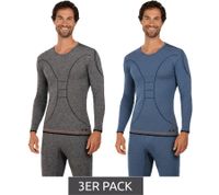 3er Sparpack Praktisches TOPTEX PRO Herren Funktions-Shirt mit HydroTherm Kurzarm-Shirt Sport-Shirt mit OEKO-TEX Standard 100 Arbeits-Shirt meliert Blau oder Grau