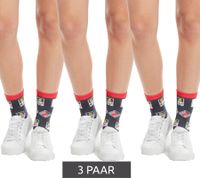 3 Pairs of Moustard Cotton Socks with Retro Game Boy Design, Long Socks 22S-GAME Gray/Pink/White