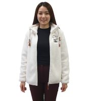 Bequeme sheepworld Damen Teddyfleece-Jacke mit gesticktem Motiv Kuschel-Jacke mit Stehkragen Sweat-Jacke 9863934 Weiß