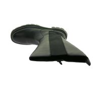 modische Damen Echt-Leder Stiefel Chunky Stiefel mit Elastikeinsatz 939306 Schwarz