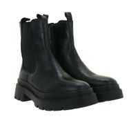 Fashionable Women's Genuine Leather Chunky Chelsea Boots with Elastic Insert 975673 Black