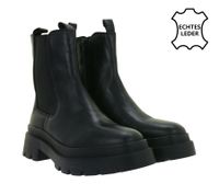 Bottines Chelsea en cuir véritable noir pour femme, à semelle épaisse et élastique, réf. 975673