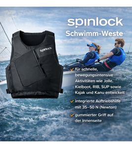 Spinlock WING Schwimm-Weste mit 35–50N Auftriebshilfe Schutzweste Sicherheits-Weste Wassersport Segelweste Jollensegeln, Kajak & Kanadier, SUP DW-BA/SBG Schwarz