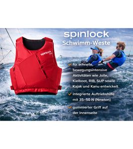 Spinlock WING Schwimm-Weste mit 35–50N Auftriebshilfe Schutzweste Sicherheits-Weste Wassersport Segelweste Jollensegeln, Kajak & Kanadier, SUP DW-BA/SMR Rot