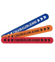 3er Pack Calvin Klein Unisex Slap-Armbänder mit "CALVIN KLEIN JEANS"-Logo Arm-Schmuck 20 cm KJJLDB850200 Rot/Orange/Blau