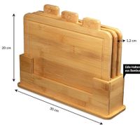 Antibacterial CUBESU Bamboo Cutting Board Set, 3-Pack with Holder and Anti-Slip Stoppers, 30 x 20 x 1.2 cm, Brown