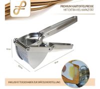 nützliche FALIGEE Kartoffelpresse Spätzlepresse aus Edelstahl inkl. Teigschaber 29x13,5cm Silber