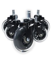 OFFICE EAGLE Bürostuhlrollen 5er Set mit Feststellbremse Ersatz-Rollen für Bürostühle passend für 11mm & 22mm Hartbodenrollen Gummirollen Schwarz