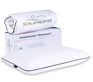 thermoregulierendes SCHLAFMEISTER Dormouse Kleinkinder Kopf-Kissen Visco-Schaum-Kissen OEKO-TEX zertifiziert 45x30x8cm Weiß