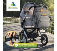 bloomborn Baby Wickeltasche Rucksack für Eltern Großer Wickelrucksack mit Wickelunterlage und isolierten Flaschenhaltern Schnullerhalter & Kinderwagenbefestigung Grau