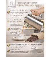Barista’s Choice French Press Stainless Steel Coffee Maker, Double-Walled Insulated – Press Filter Coffee Maker for Aromatic Coffee, 1 Liter, Silver