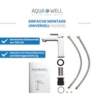 AQUA WELL Wasserhahn Einhebelmischer inklusive Montageset Badarmatur Badezimmer Silber
