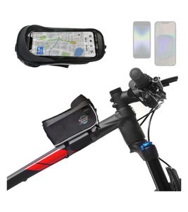 Wasserdichte Rheintastic Rahmentasche mit integriertem Handyfach bis zu 6 Zoll Fahrrad-Tasche inklusive Regenschutzhülle und Umhängegurt Schwarz