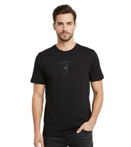 T-shirt PUMA x Scuderia Ferrari Race Big Shield pour homme, logo Scuderia Ferrari, 100 % coton, noir, réf. 623806 01
