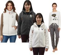 Comfortable sheepworld women's teddy fleece vest with embroidered motif, cozy jacket or pajama set with brand motifs, white or gray