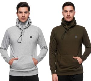 Sportlicher Hoodie für Herren mit cooler Kapuze Sweater Kapuzen-Pullover 19140 Khaki oder Grau
