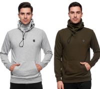 Sportlicher Hoodie für Herren mit cooler Kapuze Sweater Kapuzen-Pullover 19140 Khaki oder Grau