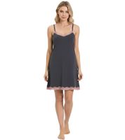 2er Sparpack schmückendes Damen Nachthemd Pyjama mit zarter Spitze und Schleifen Nacht-Kleid Baumwoll-Kleid 927280 Grau/Rosa