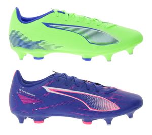 Botines de fútbol PUMA ULTRA 5 PLAY MxSG con tacos metálicos fijos. Zapatillas de entrenamiento, deportivas, con cordones y accesorios de fitness. 107904 Verde neón/Azul o Morado/Rosa