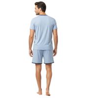 leichter SCOTCH & SODA Herren Pyjama 2-teiliges Shorty-Set mit Baumwolle kurzer Schlafanzug in Hellblau oder Grau/Hell-Bordeaux