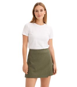 Stylish Women's Mini Skirt with Shorts at the Back 904949 Dark Olive