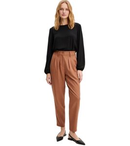 Pantalon plissé confortable pour femme, aspect laine, coupe ample, style décontracté, réf. 923572, marron