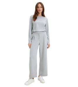 Pantalon décontracté pour femme, style jogging, jambes larges, pinces devant, gris 942309
