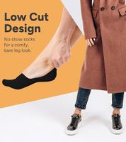 12 Paar eedor Damen flach geschnittene Füßlinge unsichtbare rutschfeste Baumwoll-Strümpfe Größe: L / EU 39-41 Sneaker-Socken Schwarz