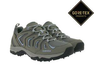 wasserdichte TREKSTA Spike Low Damen Gore-Tex Wander-Schuhe Trekking-Schuhe mit Wechselfußbett Grau