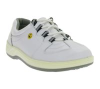 Slip-resistant hsm men's work lace-up shoes, ESD-compliant, genuine leather, SRA protection class, low-cut, professional shoes, factory second, B-grade, medical shoes, white