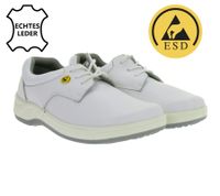 Rutschhemmende hsm Damen Arbeits-Schnürschuhe ESD-geeignet Echtleder-Schuhe SRA-Schutzklasse Halb-Schuhe Berufsschuhe Factory Second B-Ware Arzt-Schuhe Weiß
