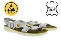 Rutschhemmende hsm Damen Arbeits-Sandalen ESD-geeignet Echtleder-Schuhe SRA-Schutzklasse Pantoletten Berufsschuhe Factory Second B-Ware Arzt-Schuhe Weiß